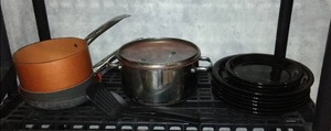 lot 53 image: Non-Stick Cookware and Stoneware Plates.