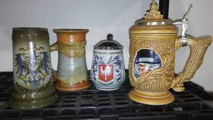 lot 98 image: Vintage Steins (4) West Germany, Avon Christmas Carol