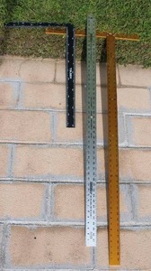 lot 138 image: Assorted Hand Tools (4) Post Hole Digger, Squares, Straight Edge