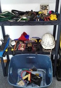 lot 183 image: Dewalt, Trump reel, locksKeys Extension Cord and more.
