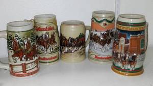 lot 192 image: Budweiser Clydesdale Steins (5)