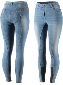 lot 205 image: Horze Kia Womens Riding Pants - Lead Blue - 28