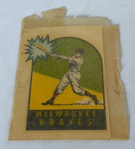 lot 28 image: 1950s Vintage Milwaukee Braves Baseball Decal