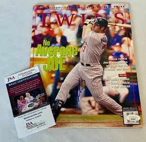 lot 38 image: Joe Mauer Signed 2004 Minnesota Twins Magazine With JSA COA