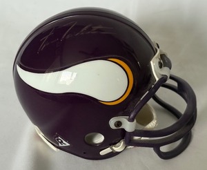 lot 2 image: Fran Tarkenton Signed Minnesota Vikings Football Mini Helmet With Case