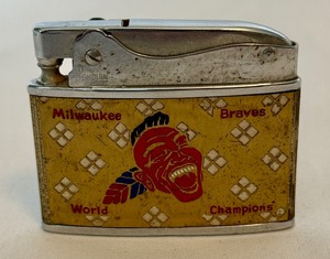 lot 3 image: 1957 Milwaukee Braves World Series Champions Vintage Baseball Lighter - RARE
