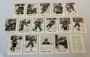 lot 4 image: 1980 Team USA Olympic Hockey Mini-Pics Card Set of 16 in Original Package - Miracle on Ice