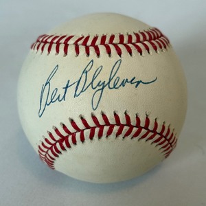 lot 43 image: Bert Blyleven Signed OALB Brown Rawlings Ball Minnesota Twins Baseball