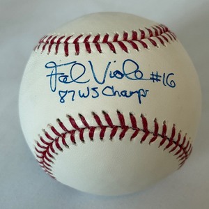 lot 45 image: Frank Viola Signed OMLB Selig Rawlings Ball Inscribed & WS Champs Minnesota Twins Baseball