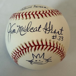 lot 55 image: Jim Mudcat Grant Signed and Heavily Inscribed Baseball Rawlings OMLB Selig Ball
