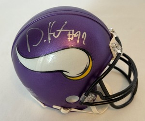 lot 60 image: Danielle Hunter Signed Minnesota Vikings Mini Helmet With Case
