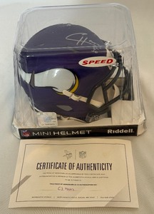 lot 66 image: CJ Ham Signed Minnesota Vikings Mini Helmet With COA