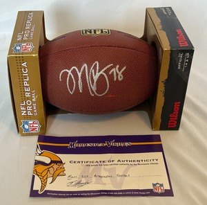 lot 70 image: Matt Birk Signed NFL Official The Duke Football With Minnesota Vikings COA