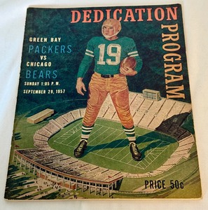 lot 4A image: 1957 Chicago Bears vs. Green Bay Packers Dedication Program City Field Vintage Football