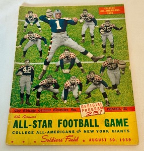lot 8A image: 1939 6th Annual All-Star Football Game Program New York Giants vs. College All-Americans at Soldiers Field - Vintage
