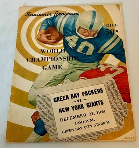 lot 9A image: 1961 World Championship Football Game Program Green Bay Packers vs. New York Giants - Vintage