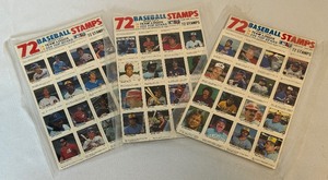 lot 123 image: (3) 1983 Fleer Baseball 72 Stamp Sheets Group 1, 3, and 4 - Baseball Cards
