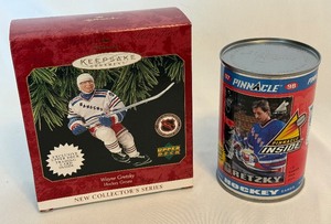 lot 112 image: Wayne Gretzky Upper Deck Hallmark Keepsake Ornament and 1997 Pinnacle Inside Can