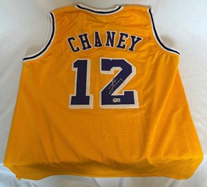 lot 94 image: Don Chaney Signed Los Angeles Lakers Basketball Jersey With Beckett COA Size XL