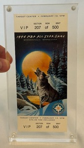 lot 18A image: 1994 NBA All-Star Game Mint Encased VIP Ticket Target Center Minneapolis Basketball