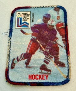 lot 22A image: RARE - 1980 Miracle on Ice XIII Olympic Winter Games Lake Placid Hocey Patch by GSI - cant find another like it