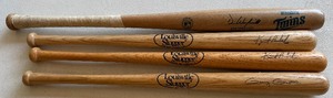 lot 61A image: (4) Minnesota Twins Mini Baseball Bats - Dave Winfield, Gary Gaetti, (2) Kent Hrbek