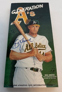 lot 71A image: Ben Grieve Signed 1999 Oakland As Media Guide
