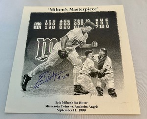 lot 75A image: Eric Milton Signed Miltons Masterpiece 9.11.1999 No Hitter - Minnesota Twins Baseball