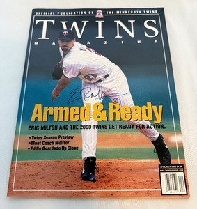 lot 82A image: Eric Milton Signed 2000 Minnesota Twins Baseball Magazine