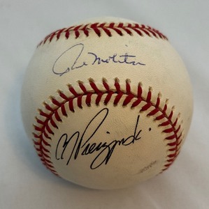 lot 105A image: Paul Molitor and AJ Pierzynski Signed Rawlings OMLB Selig Ball - Minnesota Twins
