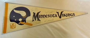 lot 108A image: Minnesota Vikings Vintage Pennant Signed By Paul Krause, Mick Tingelhoff, Gary Larsen, Ed White, Bob Lurtsema, Karl Kassulke