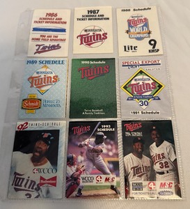 lot 158 image: (9) Minnesota Twins 1986-1994 Baseball Pocket Schedules