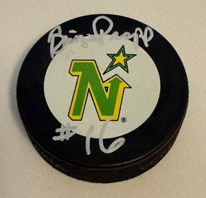 lot 129A image: Brian Propp Signed Minnesota North Stars Hockey Puck