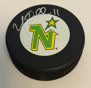 lot 131A image: Ulf Dahlen Signed Minnesota North Stars Hockey Puck