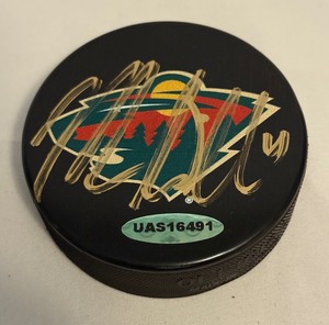 lot 142A image: Mike Reilly Signed Minnesota Wild Hockey Puck with COA