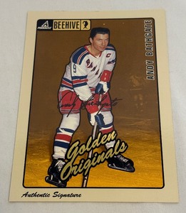 lot 164 image: Andy Bathgate Auto 1998 Pinnacle Beehive Golden Originals #62 Hockey Card
