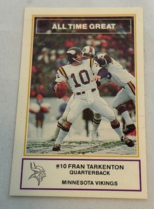 lot 161 image: Fran Tarkenton 1983 Burger King Pillsbury All Time Greats #17 Minnesota Vikings Football Card