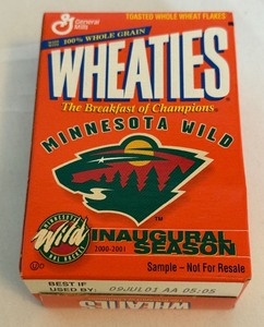 lot 165 image: Minnesota Wild Hockey 2000-2001 Innaugural Season Mini Wheaties Box