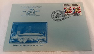 lot 198 image: 1985 MLB All Star Game Stamped Post Card With Roberto Clemente Stamps