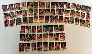 lot 184 image: 1990-91 Panini Basketball Sticker Set 15 Sheets - 3 Michael Jordan Cards