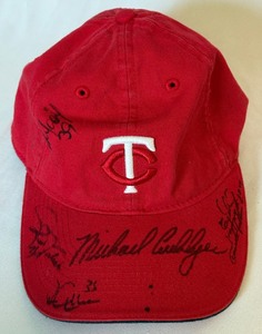lot 189A image: Minnesota Twins Signed Baseball Hat - Michael Cuddyer, Jacque Jones, Ron Gardenhire, and 4 More Autos