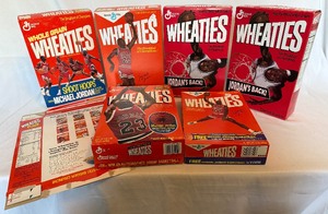 lot 198A image: (7) Michael Jordan Wheaties Cereal Boxes