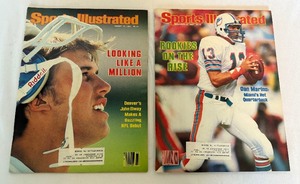 lot 218 image: Dan Marino and John Elway Rookie Sports Illustrated Magazines 1983