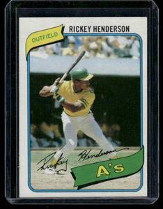 lot 5B image: Rickey Henderson RC 1980 Topps #482, Nice Condition  Gradeable, Rookie Vintage Baseball Card