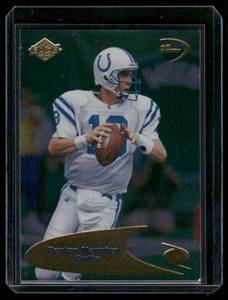 lot 28B image: Peyton Manning RC 1998 Collectors Edge Gold 3rd Quarter #212 Rookie Football Card