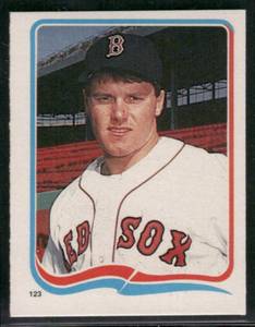 lot 29B image: Roger Clemens RC Sticker 1985 Fleer #123 Rookie Vintage Baseball Card