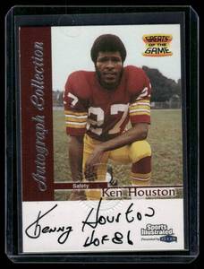 lot 32B image: Ken Houston Auto Inscribed HOF 86 1999 Fleer Sports Illustrated Greats of The Game Autograph Collection Football Card