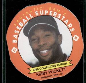 lot 34B image: Kirby Puckett 1988 Fantastic Sams Disc Minnesota Twins Baseball Card