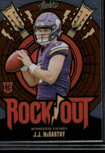 lot 37B image: JJ McCarthy RC 2024 Absolute Rock Out Insert #RO-JMY Rookie Minnesota Vikings Football Card