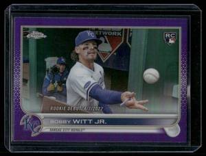 lot 44B image: Bobby Witt Jr. RC 2022 Topps Chrome Purple MLB Rookie Debut #USC176 Rookie Baseball Card